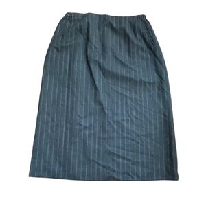 Harve Benard Women’s Plus Wool Grey Pinstripe Midi Skirt 24w